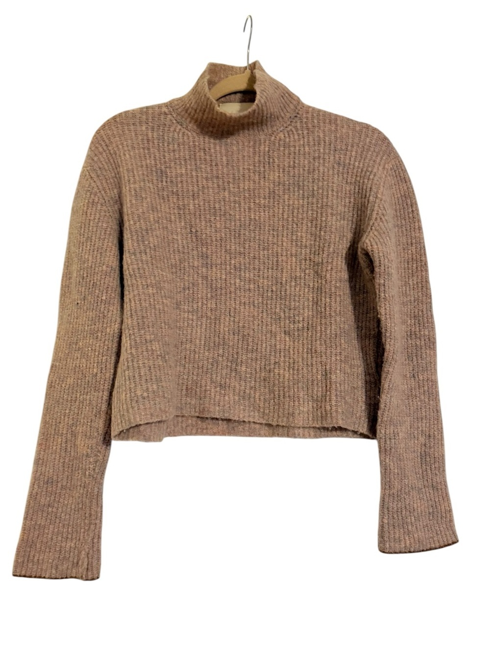 Paloma Wool Mohair Blend Ribbed Mock Neck Cropped Sweater Size XS/S Taupe